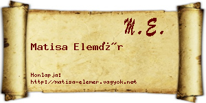Matisa Elemér névjegykártya